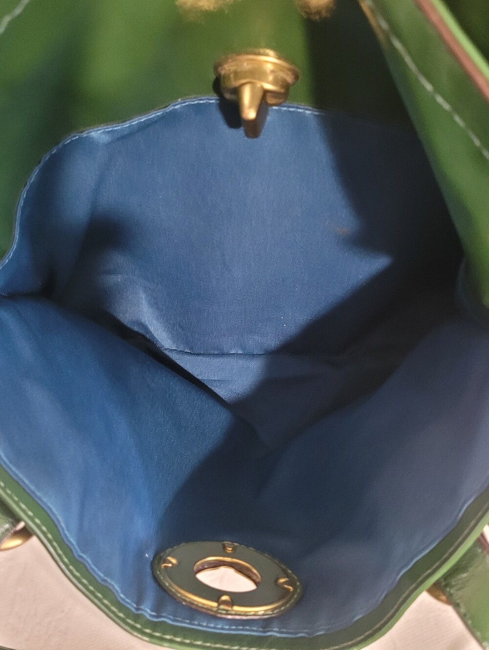 Vintage Coach F14022 Ergo Chelsea Green Patent Leather Pleated Tote Bag Purse - Picture 11 of 16